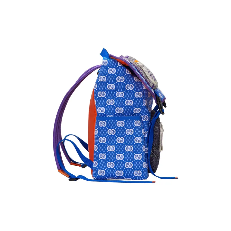 GUCCI Nylon Knitted Fabric Satin Binding Backpack Regular Men's Blue/Multicolor-3