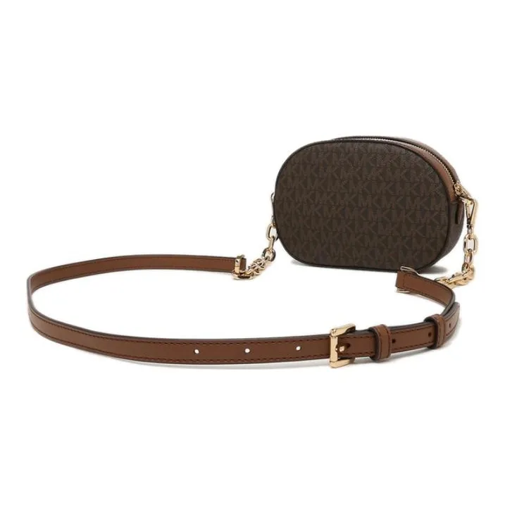 MICHAEL KORS Jet Set Canvas With Leather Shoulder Bag, Crossbody Bag Trumpets Women's Dark Brown-3