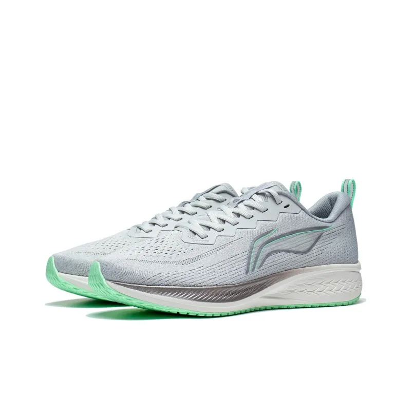 LiNing Red Hare 6 Abrasion Resistant Low Top Sprint Long Distance Running Training Running Shoes Men's Gray Cyan-3