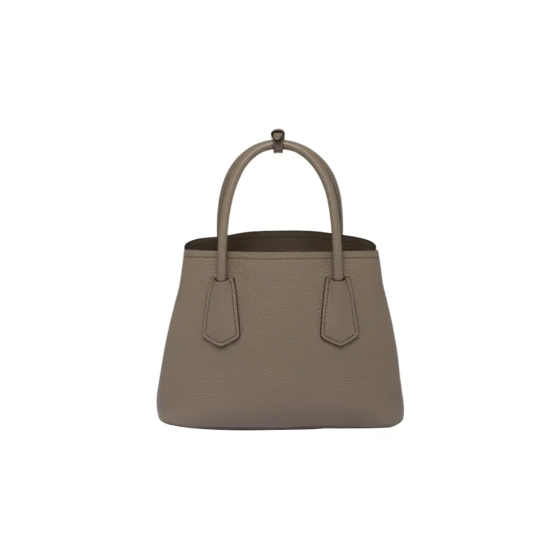 PRADA Double Leather Shoulder Bag Crossbody Bag Handbag Mini Women's Clay Gray-1