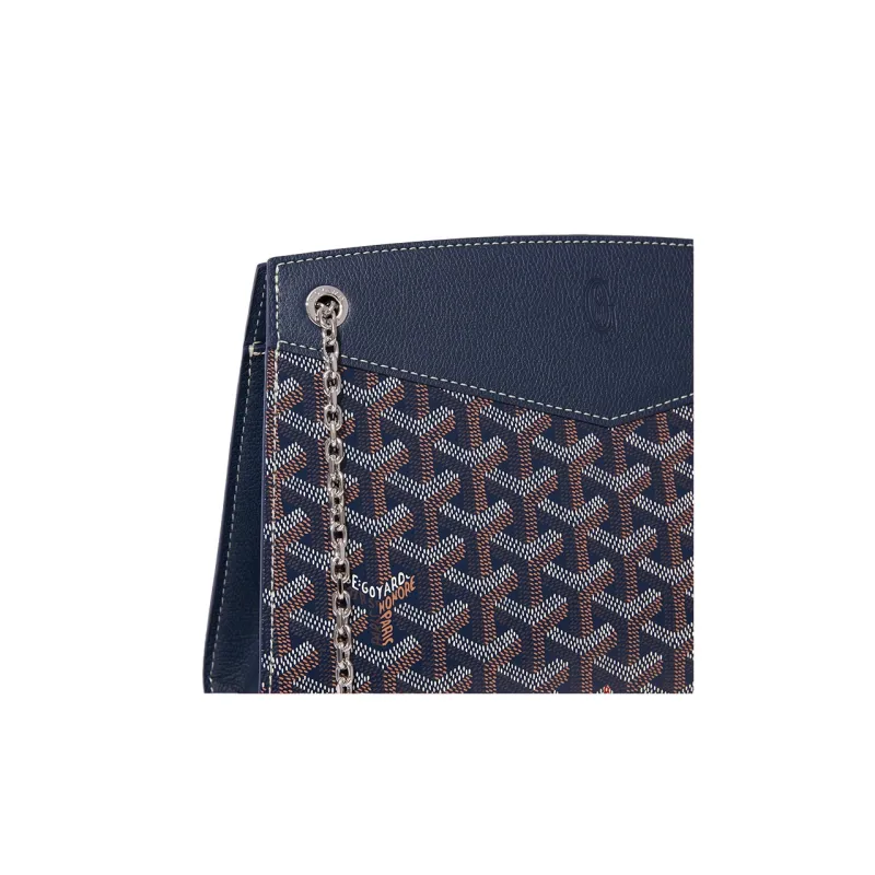 GOYARD Rouette Canvas With Leather Totes Chain Bag Shoulder Bag Women's Marine Blue-4