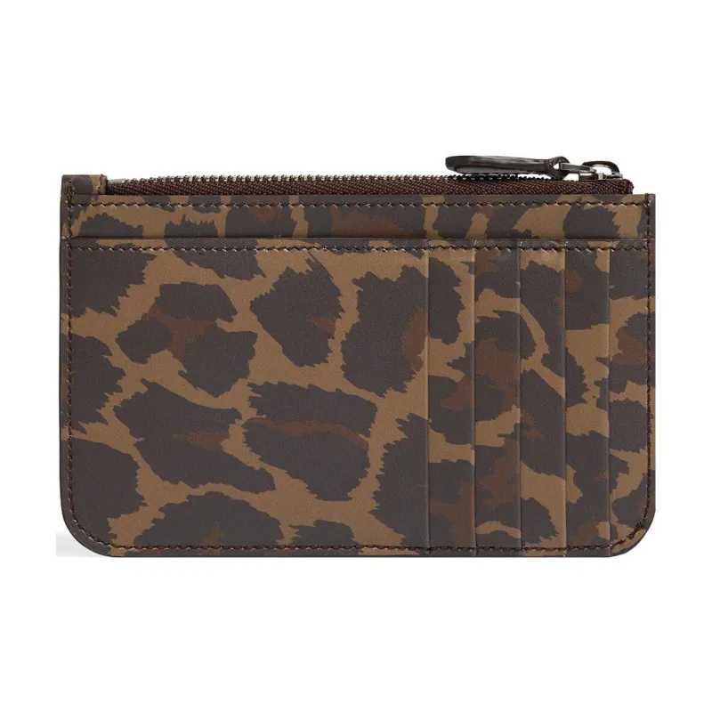 Balenciaga Calfskin Card Clip Card Holder Large Size Women's Leopard-4