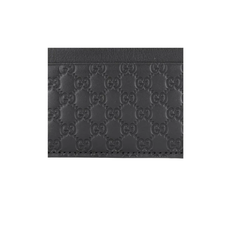 GUCCI Cow Leather Card Clip Card Holder Men's Black-4