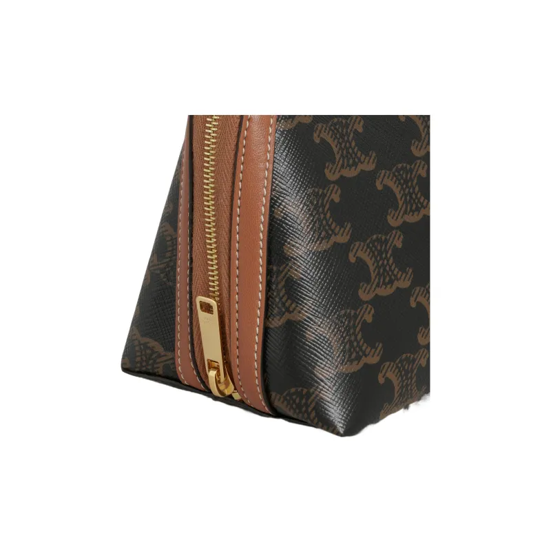 CELINE TriompheCANVAS Sheepskin Detail Chain Bag Shoulder Bag Crossbody Bag Regular Women's Tawny-10