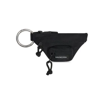 Balenciaga Polyamide Keychain Fanny Pack With Key And Coin Purse Men's Black