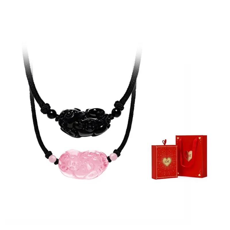 Qing Yi Obsidian Necklaces Unisex-19