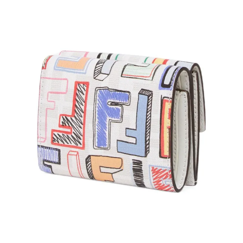 FENDI PU Polyurethane Tri Fold Wallet, Wallet Extra Mini Women's Pink/Multicolor-1