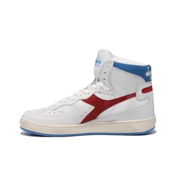 Diadora Mi Basket Anti-Slip Wear-Resistant High-Top Skateboard Shoes Unisex White Blue Red