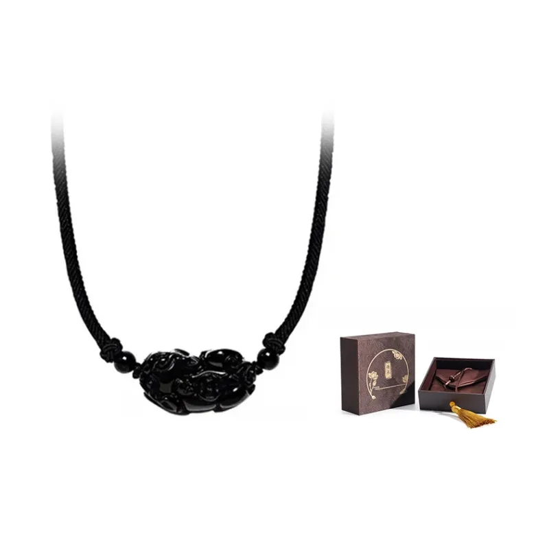 Qing Yi Obsidian Necklaces Unisex-11
