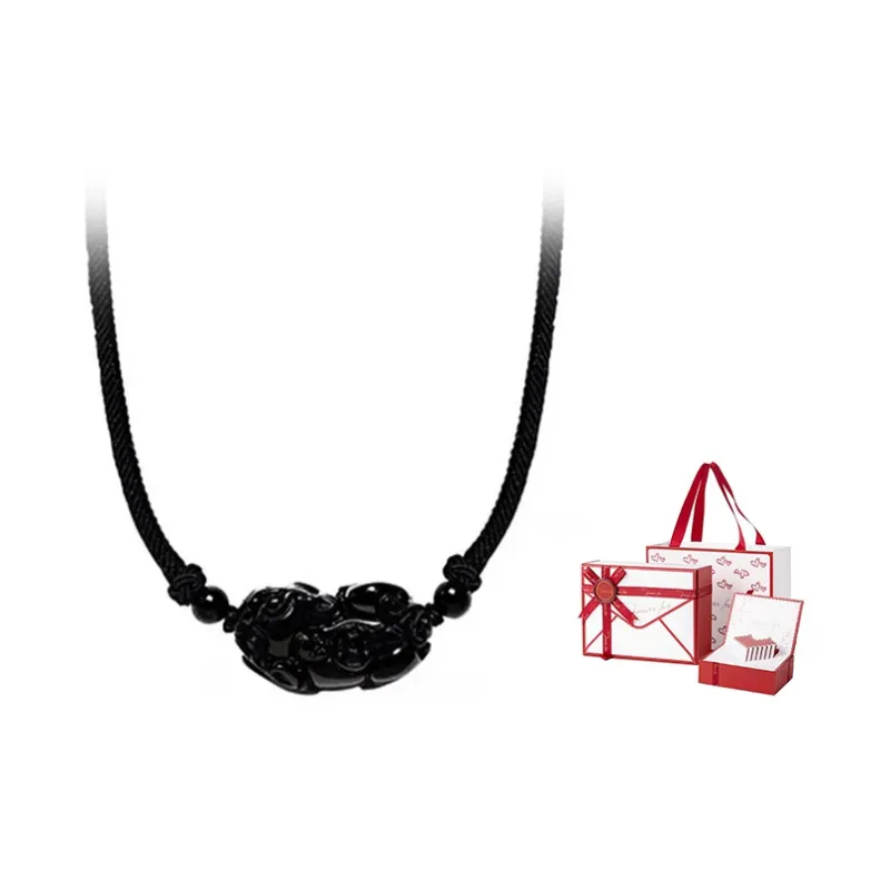 Qing Yi Obsidian Necklaces Unisex-16
