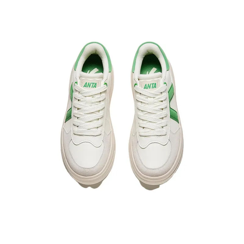 Anta Life Collection A Road Durable Breathable Low Top Skateboard Shoes Women's White Green-2