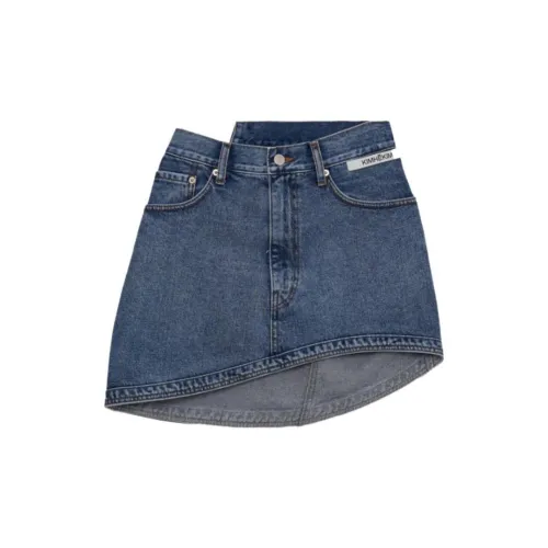 KIMHEKIM Denim Short Skirts Women's Blue