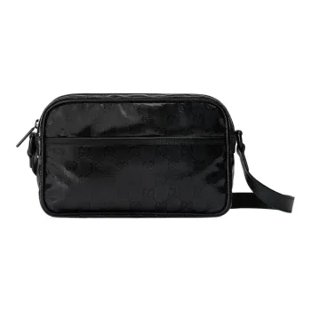 GUCCI Crystal Leather Binding Crossbody Bag Shoulder Bag Men's Black