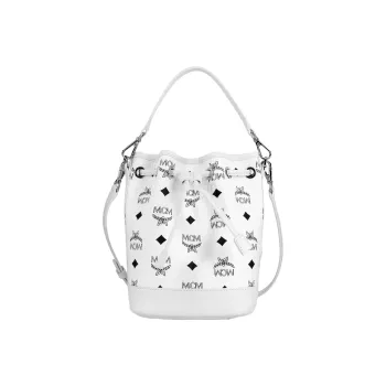 MCM Nappa Leather Bucket Bag, Shoulder Bag, Crossbody Bag, Handbag Mini Women's Black White