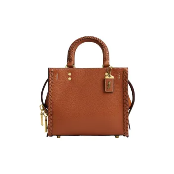 COACH Rogue Leather Tote Bag, Shopping Bag, Handbag, Shoulder Bag, Crossbody Bag Trumpets Women's Caramel