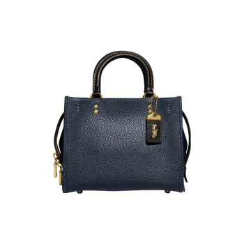 COACH Rogue Recycled Leather Tote Bag Shopping Bag Shoulder Bag Crossbody Bag Handbag Medium Size Women's Navy