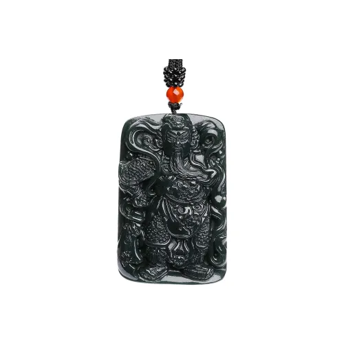 U＇VE Hetian Jade Pendants Unisex Hetian Green Jade Guan Gong Plaque