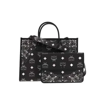 MCM München Logo Printed Large Tote Bag