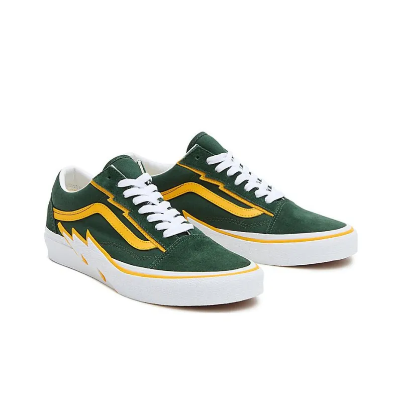 Vans Old Skool Bolt Durable Breathable Low-Top Skateboard Shoes Unisex Green Yellow-2