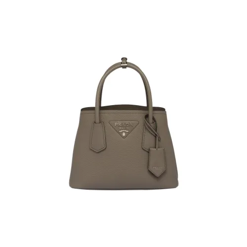 PRADA Double Leather Shoulder Bag Crossbody Bag Handbag Mini Women's Clay Gray