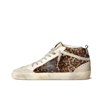 Golden Goose Mid Star Leopard Print Sneakers