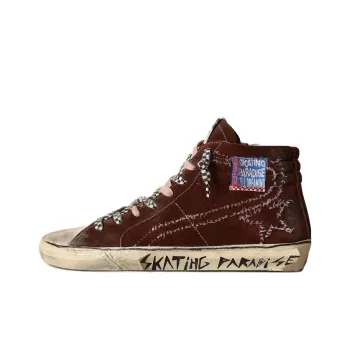 Golden Goose Slide High-Top Skateboard Shoes Men's Chocolate Vintage Version