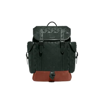 COACH Hitch Calfskin Backpack Large Size Men's Amazon Green With Brown