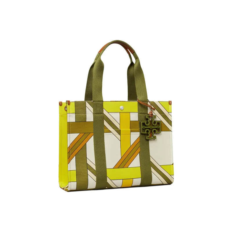 TORY BURCH Canvas With Leather Tote Bag, Shopping Bag, One Shoulder Handbag Large Size Women's Multicolor-1