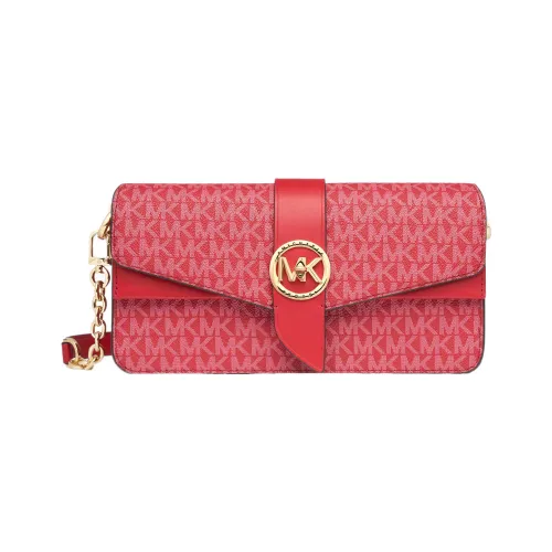 MICHAEL KORS Greenwich Artificial Leather With Split Cow Leather Small Square Bag Shoulder Bag Women's Red