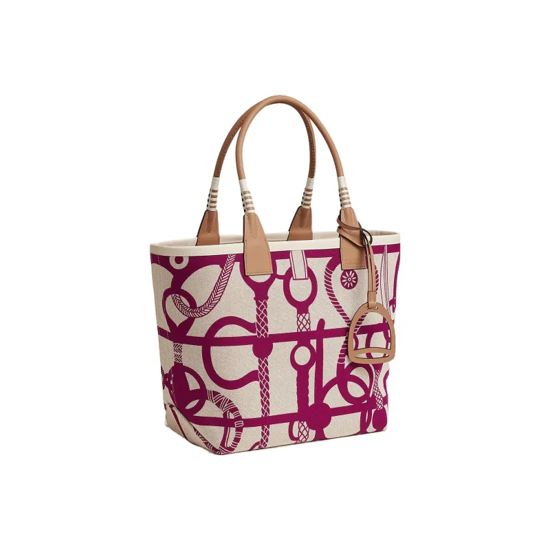 HERMES Steeple Canvas With Swift Leather Canvas Bag Handbag Women's Purple Pink-1