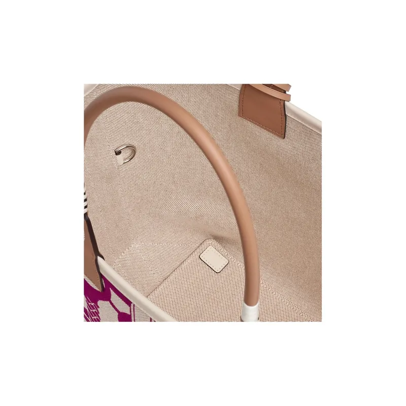 HERMES Steeple Canvas With Swift Leather Canvas Bag Handbag Women's Purple Pink-4