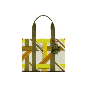 TORY BURCH Canvas With Leather Tote Bag, Shopping Bag, One Shoulder Handbag Large Size Women's Multicolor