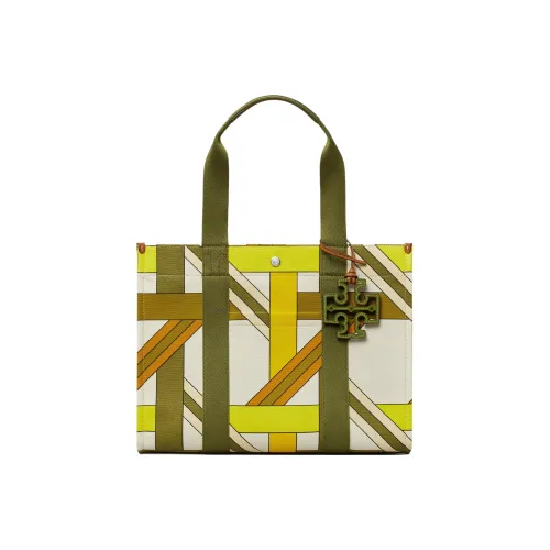 TORY BURCH Canvas With Leather Tote Bag, Shopping Bag, One Shoulder Handbag Large Size Women's Multicolor