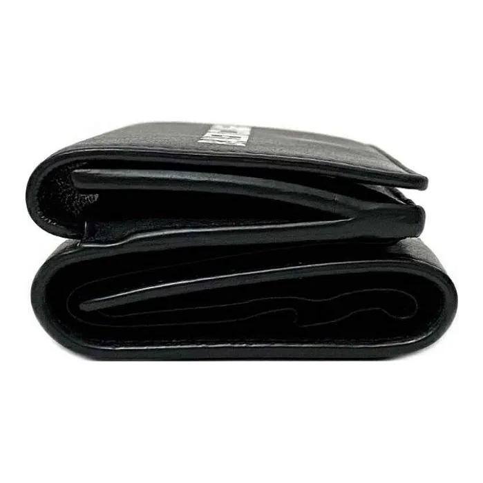 Balenciaga Leather Coin Purses Wallets Mini Unisex Black-3