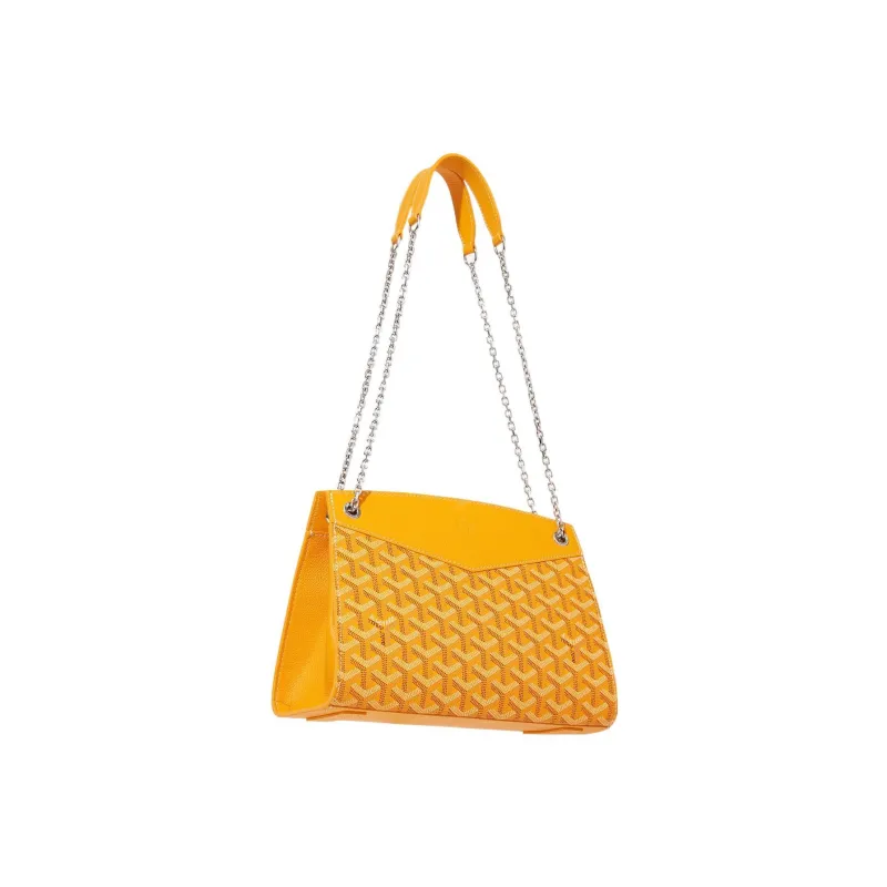 GOYARD Rouette Canvas With Leather Totes Chain Bag Shoulder Bag Small Size Women's Yellow-1