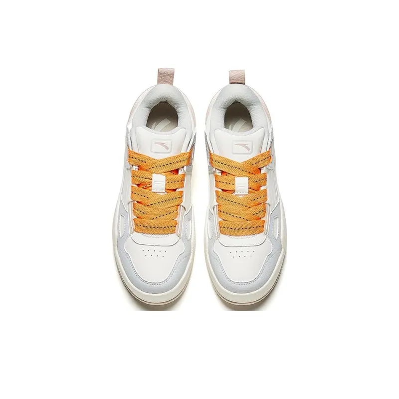 Anta Durable Breathable Low Top Skateboard Shoes Women's White Orange Gray-2