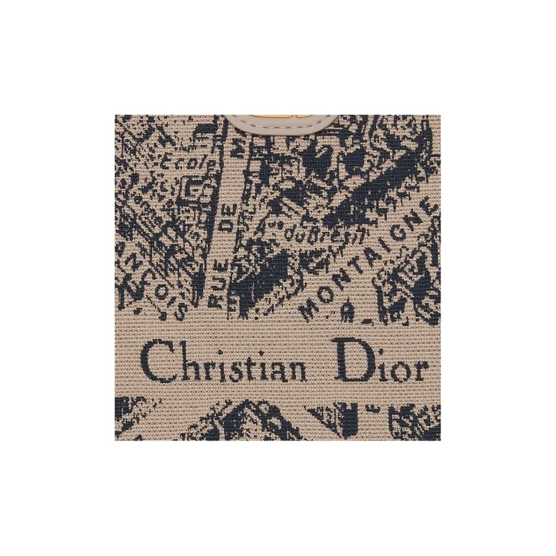 DIOR 30 Montaigne Jacquard Fabric Clutch Medium Size Women's Beige/Black-4