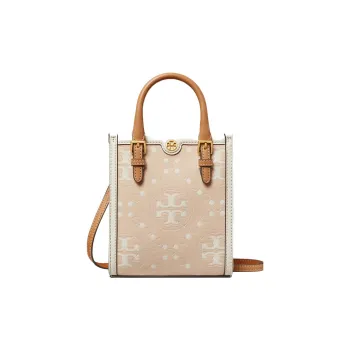 TORY BURCH T Monogram Fabric With Cow Leather Tote Bag, Shopping Bag, Handbag, Shoulder Bag Mini Women's Light Pink