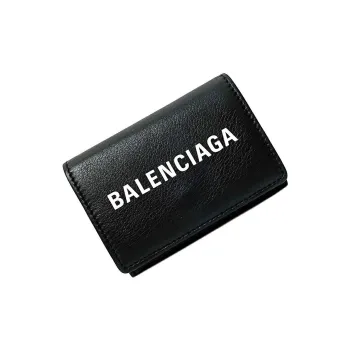 Balenciaga Leather Coin Purses Wallets Mini Unisex Black