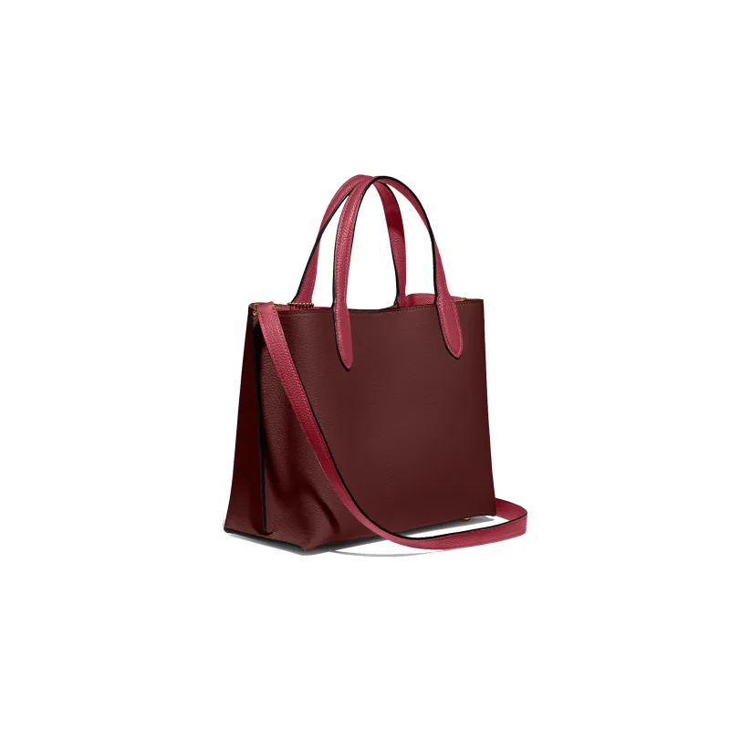 COACH Willow Cow Leather Tote Bag Shopping Bag Shoulder Bag Crossbody Bag Handbag Medium Size Women's Burgundy-1