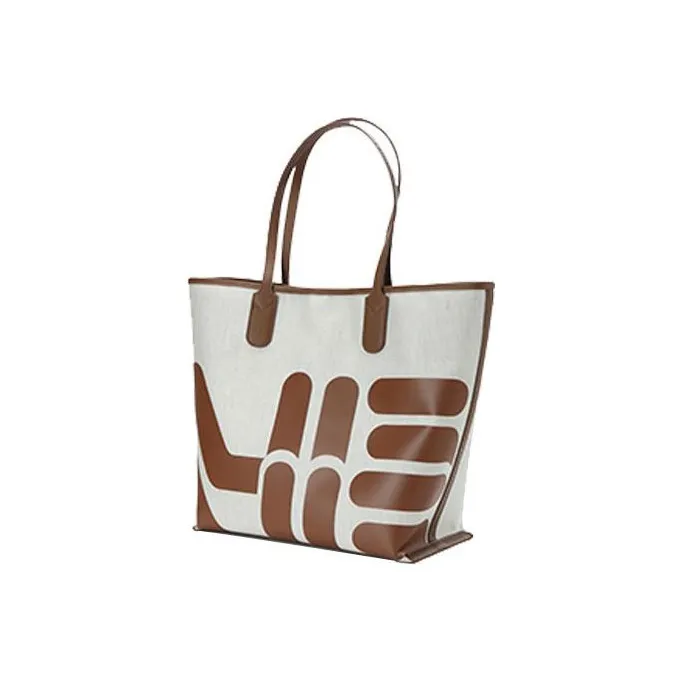 FILA Heritage PU Tote Bag Shopping Bag Shoulder Bag Handbag Regular Women's Beige/Brown-3