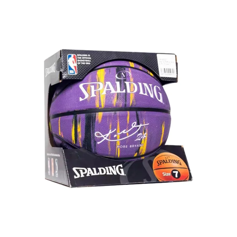 SPALDING Rubber Basketball Purple Gold Size 7 Ball Training-0
