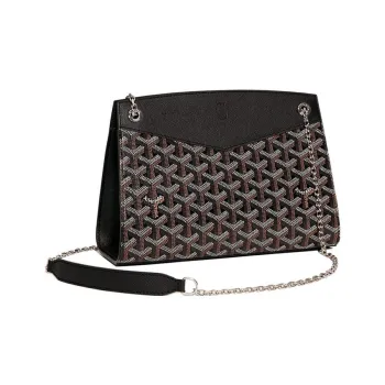 GOYARD Rouette Canvas With Leather Totes Chain Bag Shoulder Bag Women's Black