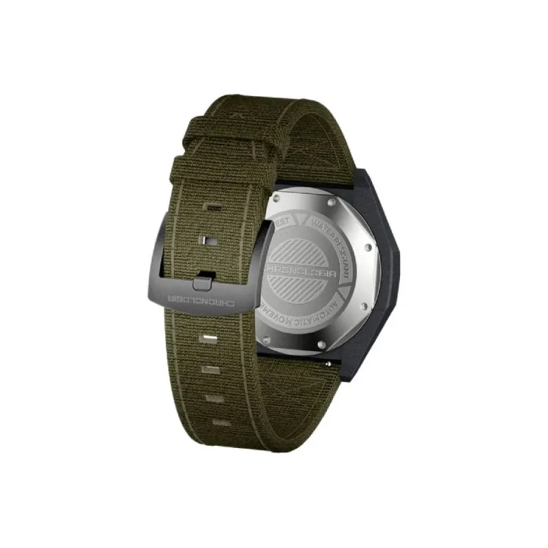 CHRONOLOGIA Adventurer Series Wrist Watch Mechanical Movement Canvas Strap 43mm Beige Watch Dial Unisex 78704 9-3
