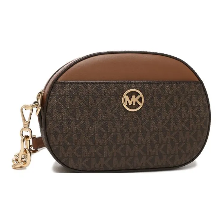 MICHAEL KORS Jet Set Canvas With Leather Shoulder Bag, Crossbody Bag Trumpets Women's Dark Brown-1