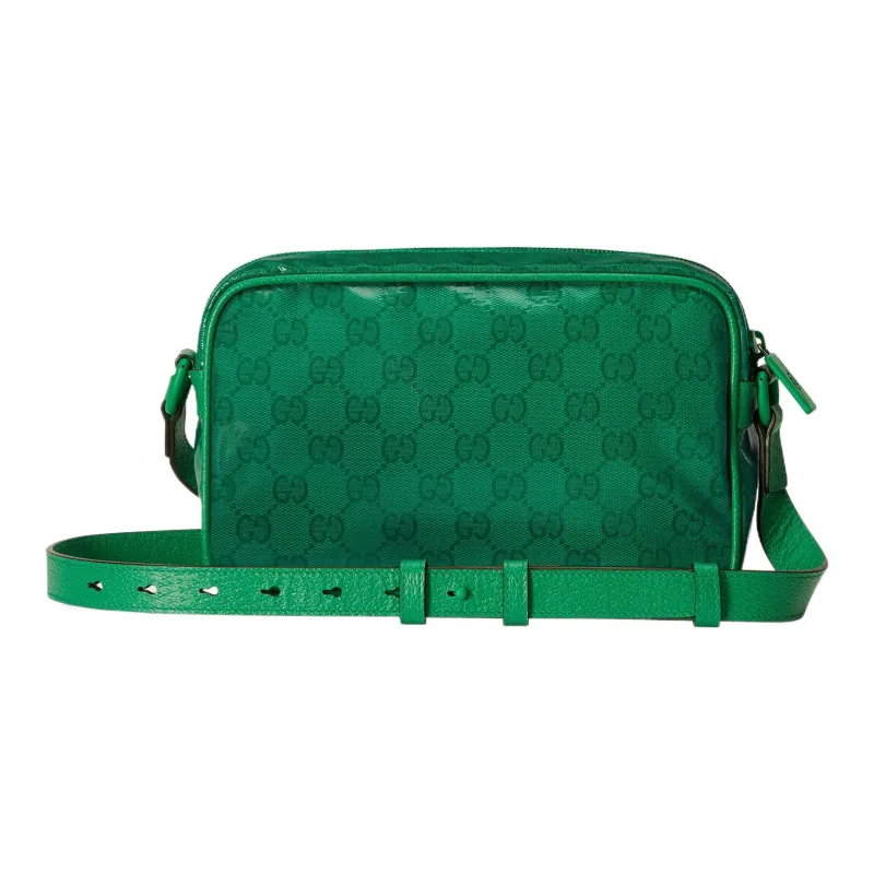 GUCCI Crystal Leather Binding Crossbody Bag Shoulder Bag Men's Green-3