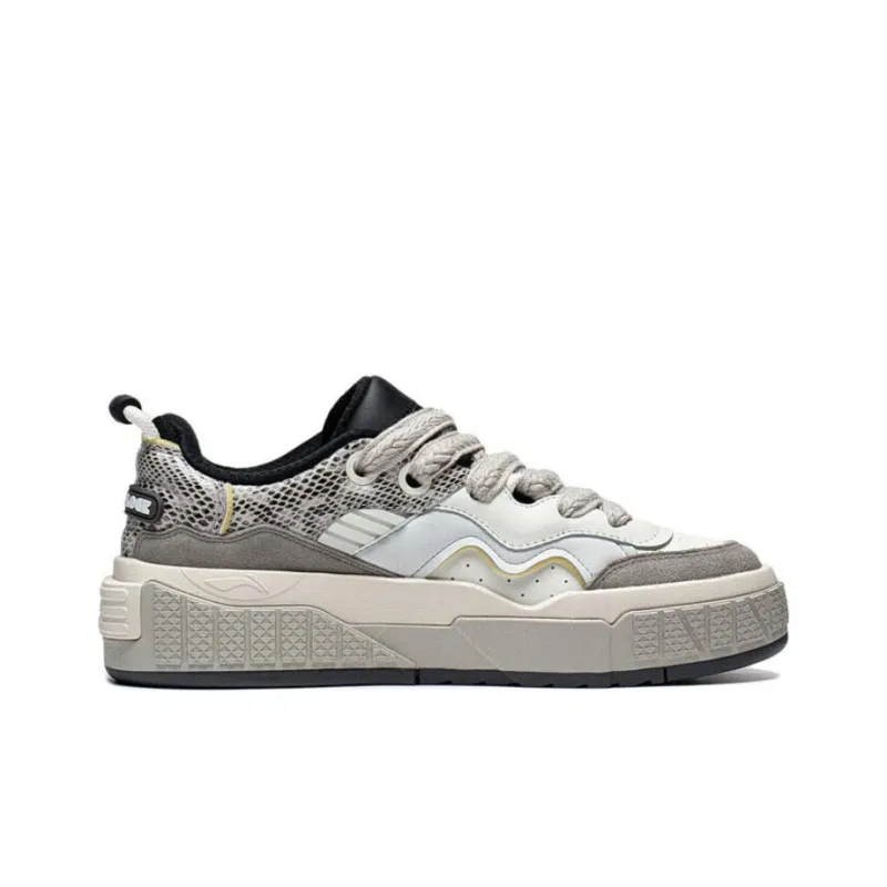 LiNing 001 UNBLOCK UNBLOCK Anti Slip And Wear Resistant Breathable Low Top Skateboard Shoes Men's Ecru Gray-1