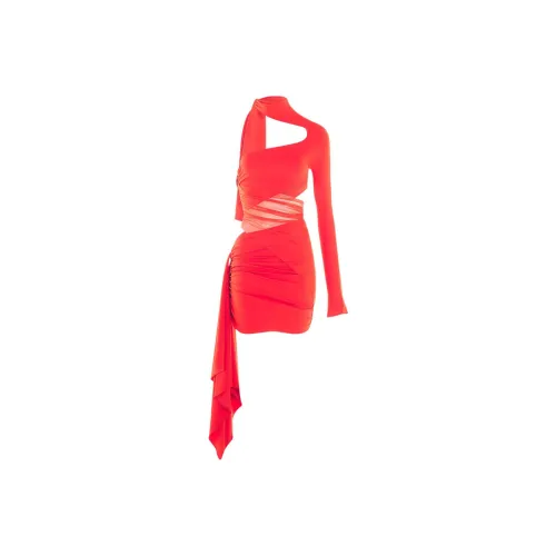 Mugler Long-Sleeved Dresses Women's Red