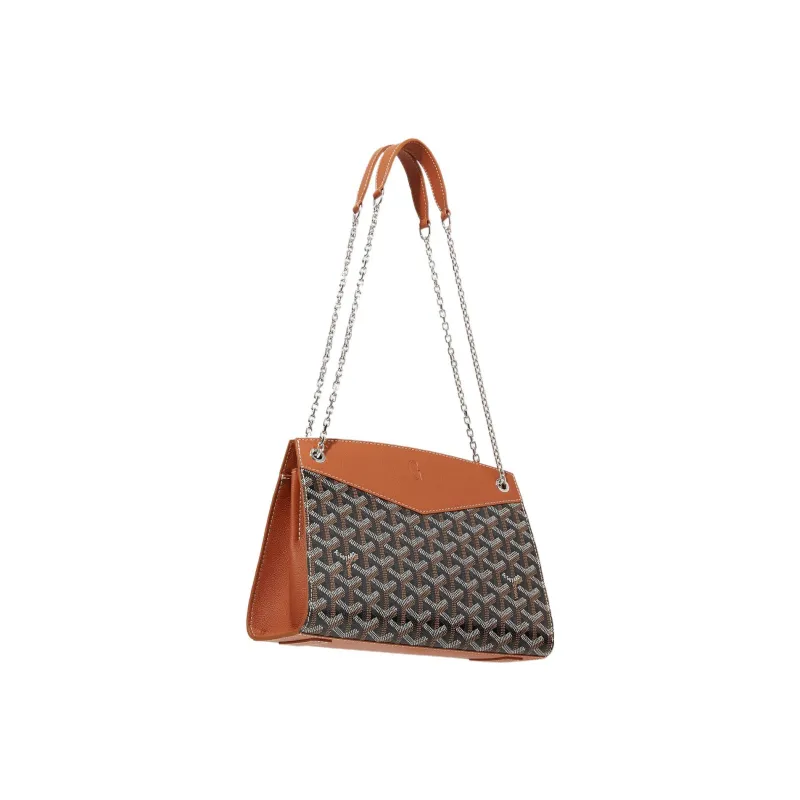GOYARD Rouette Canvas With Leather Tote Chain Bag Shoulder Bag Small Size Women's Brown-1