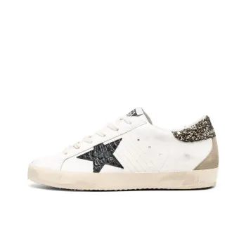 Golden Goose Super Star White Black Croc Glitter Women's